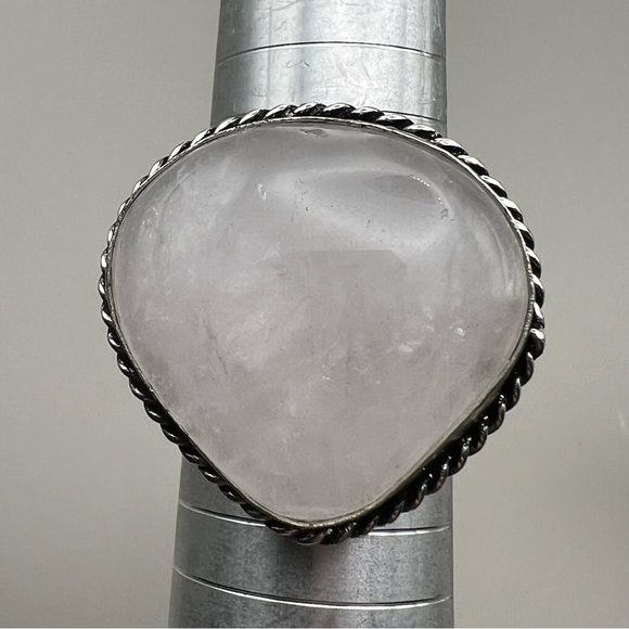 New Quartz Crystal Stone Sterling Silver Overlay Ring Size 10.5 - 10-75 - Picture 6 of 6